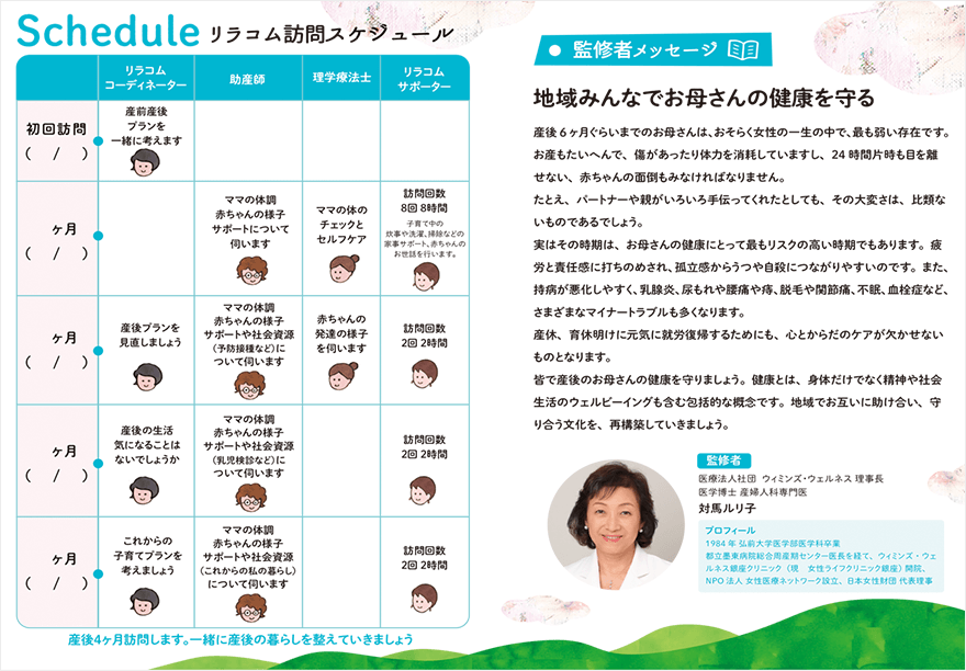 産前産後訪問ケアサポート「リラコム」訪問手帳・中面